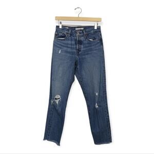 Levi's Womens Jeans Medium Wash Wedgie Distressed Straight Leg Denim Size 26
